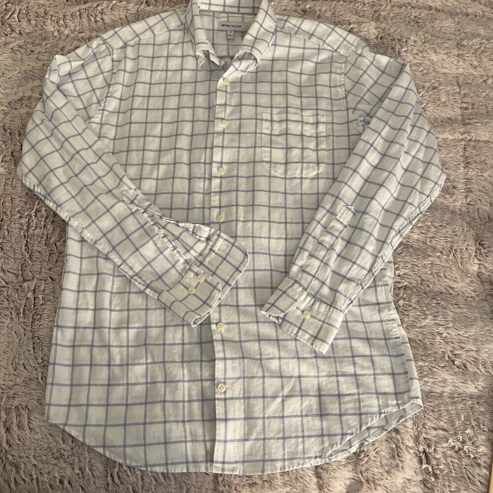Peter Millar Long Fetlock Autumn Soft Cot ,Button Sport Woven Shirt Men M White